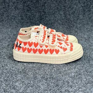 Bobo Choses X Novestra Shoes Girls 9C Cream Orange Hearts Low Hook Loop Sneakers